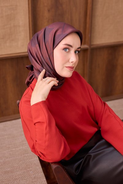 Silk Home Twill Silk Scarf Vega Burgundy