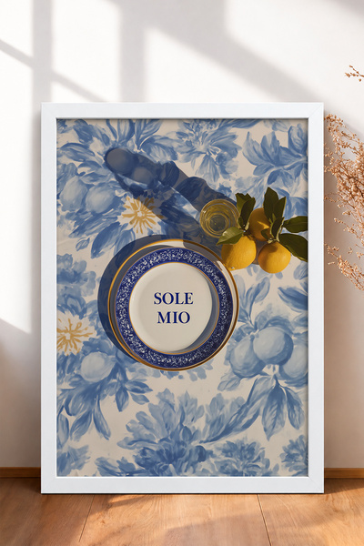 HOMEPACK لوحة مكتوبة عليها Sole Mio وإطار على شكل ليمون، ملصق إيطالي لتزيين ج...