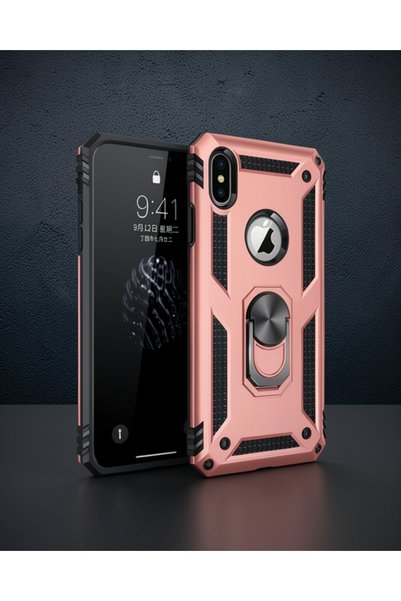 Generic Brand Apple iPhone XS Max Case Sofia Ring Silicone Cover - Rose