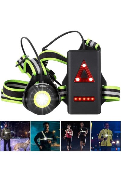 West Biking مصباح للجري، مصباح صدر قابل لإعادة الشحن عبر USB، 90 °   زاوية شع...