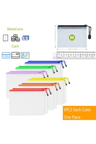Choice 6Pcs B8 Mixed Random Waterproof Mesh Zipper Storage Bag A4/A6/B6/B8 Fi...