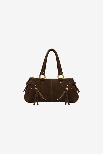 MARSEPTUN Maren Zipper Detailed Bitter Brown Suede Bag