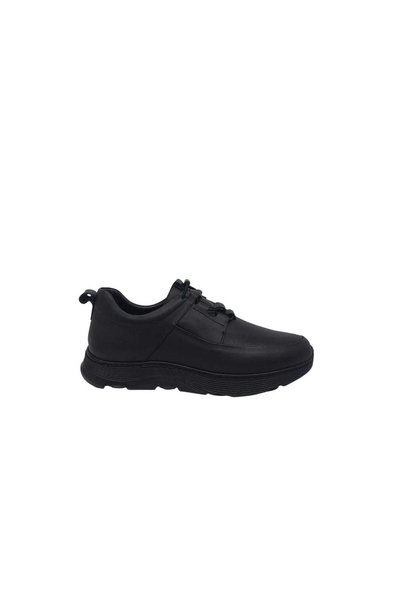 Zerhan 290 Men's Black Genuine Leather Rubber Laced Ultra Light Loafer Shoes