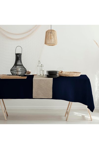 Karo Fata de masa 40x140 Viva albastru marin rezistenta la pete