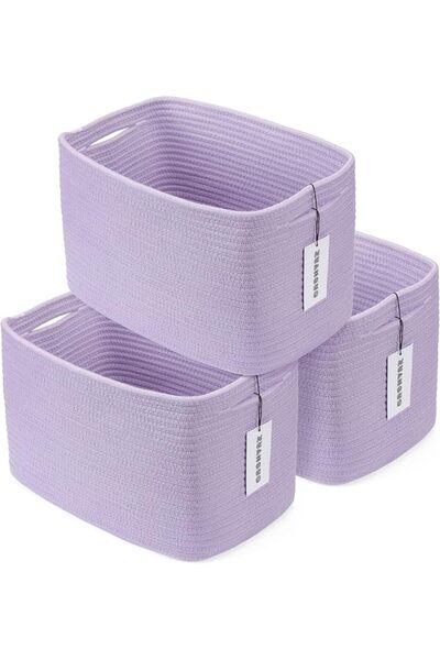 XUANGUO Rope storage Basket Bins Woven Basket for Organizing Shelves Rectangl...