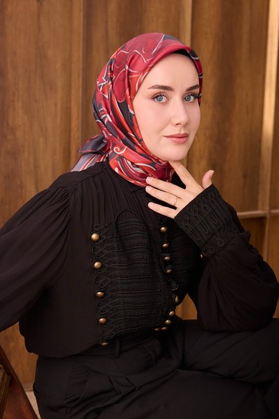 Silk Home وشاح حريري من التويل بنقشة زهور عتيقة بلون أنثراسايت