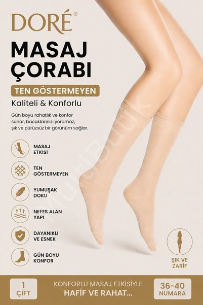 Dore Women's Massage Socks 3 Pieces - Light Skin Color