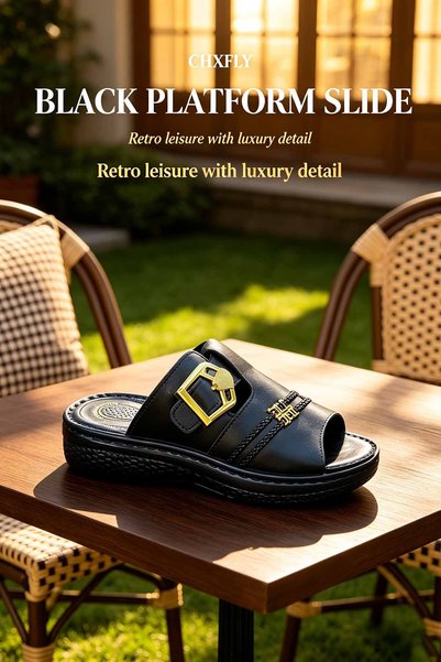 Elite Foot Hub صنادل رجالية بكعب سميك، حزام مضفر بمشبك معدني قابل للتعديل، نع...