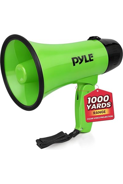 PYLE مكبر صوت محمول وصغير الحجم بقوة 20 واط مع ميكروفون للتشجيع والشرطة وكرة ...