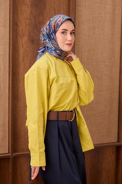 Silk Home وشاح حريري من التويل بنقشة بيزلي عرقية باللون الأزرق الليلي