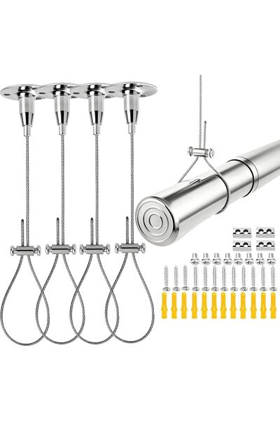 GENERAL Ceiling Rod Support Bracket,Adjustable 1.5M Steel Cable Kit (2 Pack)
