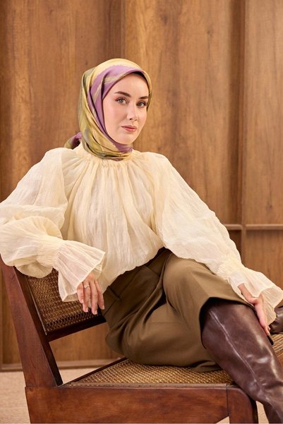 Silk Home وشاح حريري من التويل تيرا ويفز باللون الأرجواني