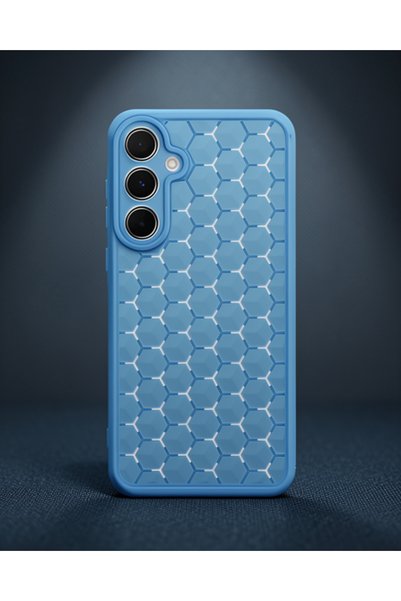 teknodayım Samsung Galaxy A15 4g Case Honeycomb Silicone Cover - Blue