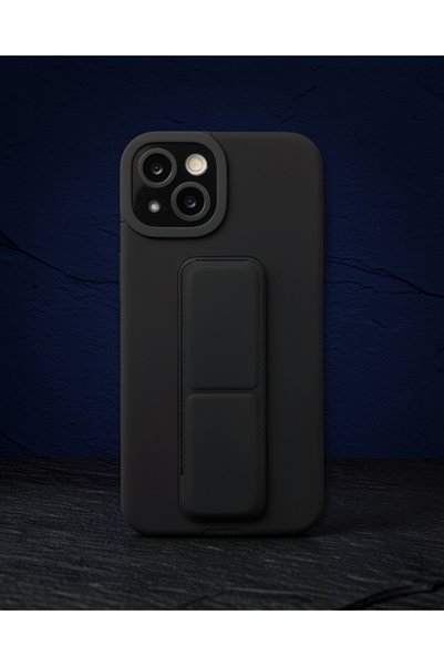 teknodayım Apple iPhone 14 Plus Case with Mega Stand Silicone - Black