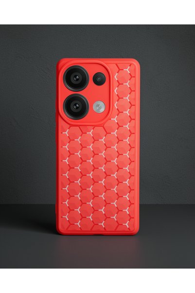 teknodayım Xiaomi Redmi Note 13 Pro 4g Case Honeycomb Silicone Cover - Red