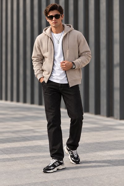 STRAVON Men's Winter Standard Fit Regular Cut 3 Thread Fleece Lined Hooded Zi...