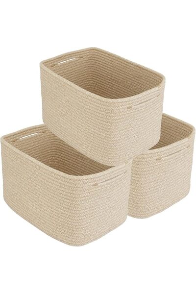 XUANGUO Rope storage Basket Bins Woven Basket for Organizing Shelves Rectangl...