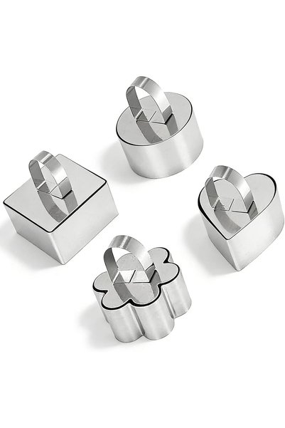 Generic 4 Pack Stainless Steel Cookie Press Set with Pusher and Lifter, 4 Sha...