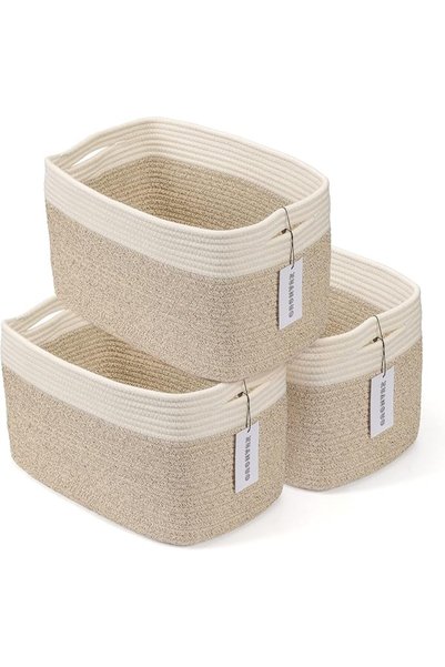 XUANGUO Rope storage Basket Bins Woven Basket for Organizing Shelves Rectangl...