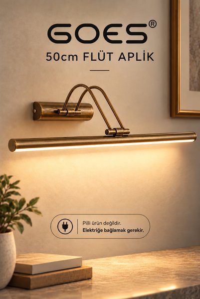 Goes 50cm Modern Dekoratif Flüt Kuğu Led Aplik Vitrin Tablo Banyo Çalışma Mas...