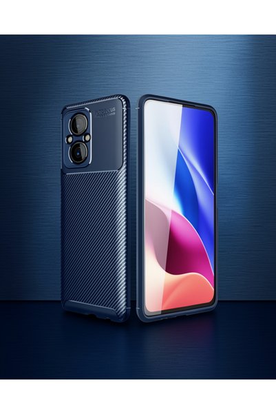 Generic Brand حافظة هاتف Xiaomi Poco M5 ذات غطاء كربوني بتركيز تلقائي - أزرق ...