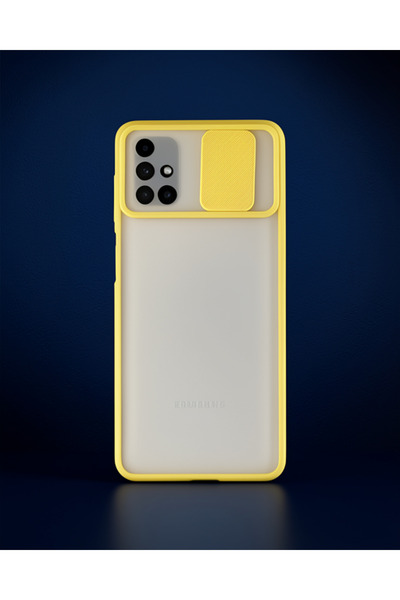 teknodayım Samsung Galaxy M51 Case Palm Frosted Camera Sliding Silicone - Yellow