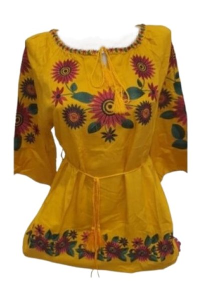 OEM Traditional blouse for women Yellow, floral pattern, size S