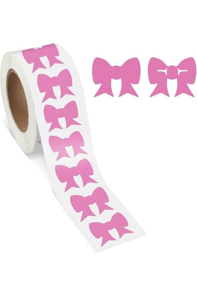 TERRIFI Tanning Stickers Roll, 1 Inch Pink Self-Adhesive Bow Shape, Perforate...