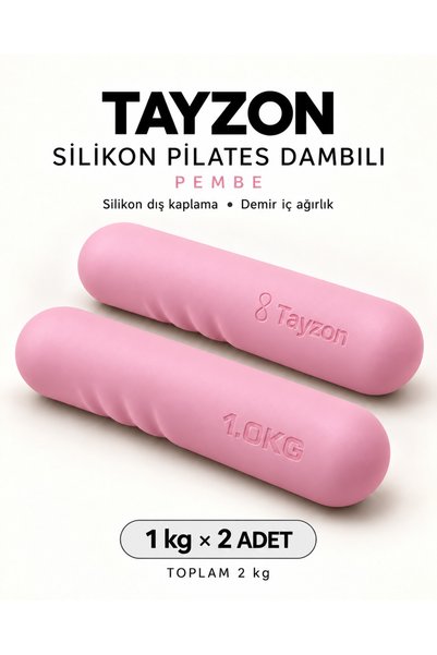 Tayzon Silikon Kaplı Pilates Dambıl Seti 1 kg x 2 Adet Toplam 2 kg Fitness Çu...
