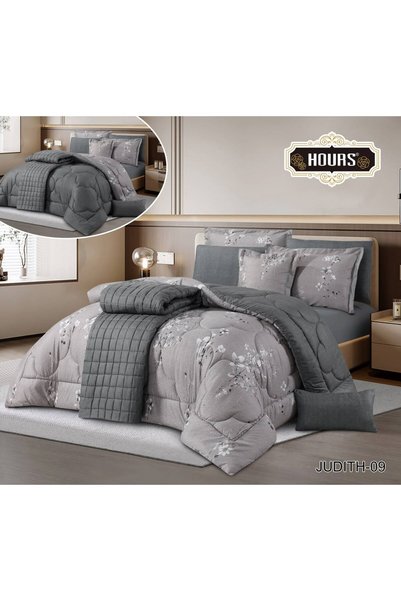 HOURS Horus 8-Piece Quilt Set Microfiber Soft Brushed Double-Sided Quilt Syst...