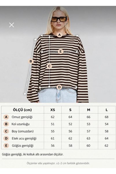 vipelmoda i Uzun Kollu Çizgili Sweatshirt