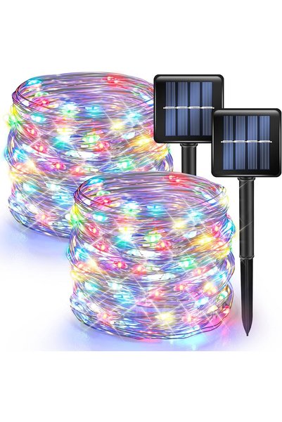 TERRIFI Solar String Lights Outdoor, 32FT 100 LED Solar Powered Waterproof Fa...
