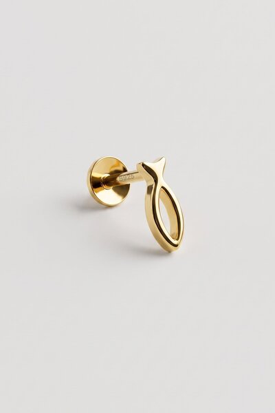 So CHIC... Mistik Balık 18 Ayar Sarı Altın Kaplama Gümüş Tragus-Helix Piercing