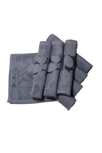 OEM Set prosoape de față, Bumbac, Model floral 3D, 420g/m², Gri, 50x90cm, 8 b...