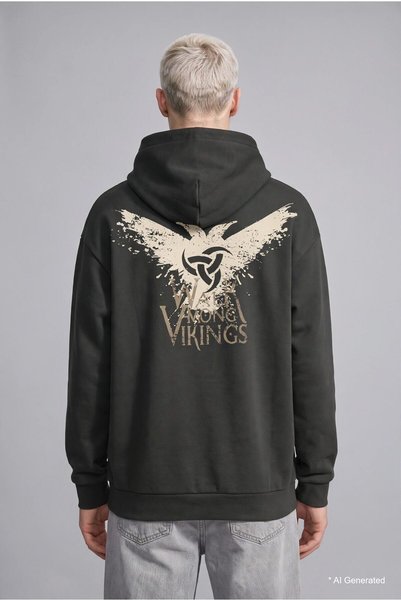 DeFacto Vikings Valhalla Boxy Fit Hooded Printed Sweatshirt H1526Ax26Au
