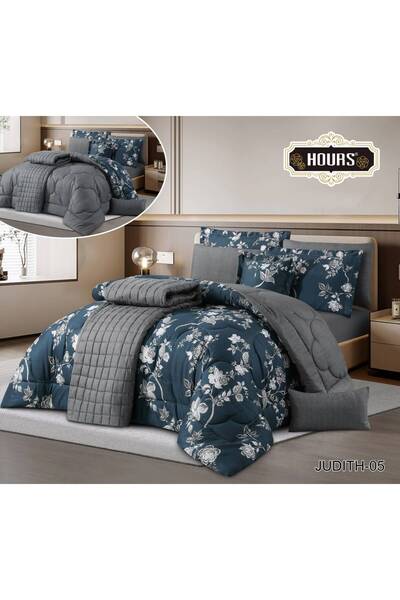 HOURS Horus 8-Piece Quilt Set Microfiber Soft Brushed Double-Sided Quilt Syst...