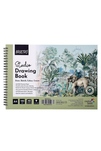 BRUSTRO Studio Drawing Book A4 - Blank, 140 GSM, 80 Pages, Wiro Bound