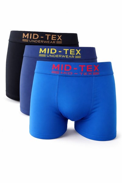 MID-TEX Set de 3 boxeri bărbătești, clasici, din bumbac, cu talie medie, mult...