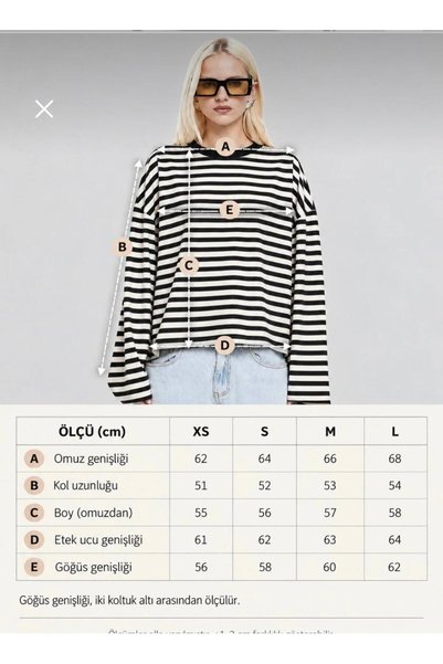 vipelmoda i Uzun Kollu Çizgili Sweatshirt