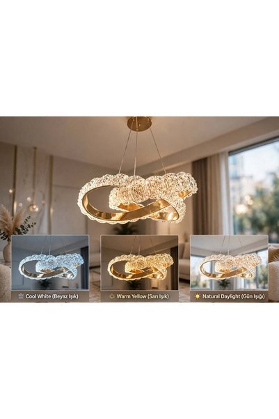 Cheap Lighting Zümrüt Ücgen Gold Avize 3 Renk Modlu Ayarlanabilir Kablo Salon...