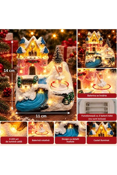 Generic Brand Ceramic Christmas Decoration with LED, Rotating Character