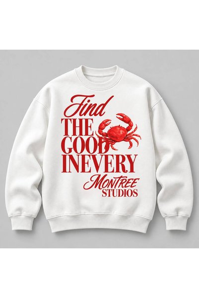 MONTREE Crew Neck Sweatshirt Unisex 3 Thread Threaded 100% Cotton Basic Regul...