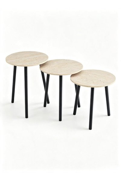Generic 3-Piece Nesting Coffee Table Set, Round Side Tables for Living Room