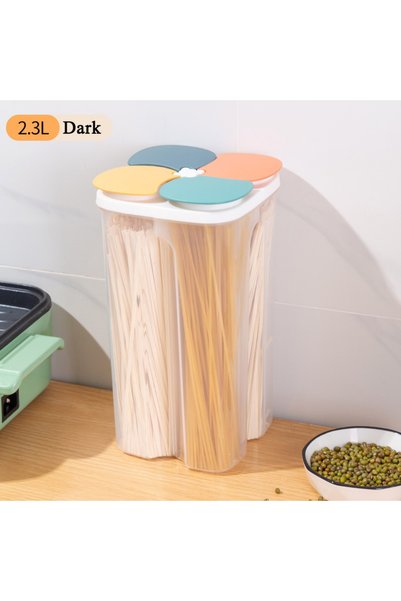 Choice 2.3L-DarkColor Kitchen Cereals Storage Box Plastic 4 grids Cereals Sea...