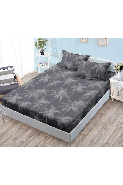 OEM Cearșaf de pat și 2 fețe de pernă, cu elastic, Finet, pentru 2 persoane, ...