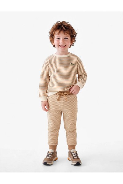 Koton Striped Jogger Brown Baby Boy Sweatpants 7Wmb40014Tk