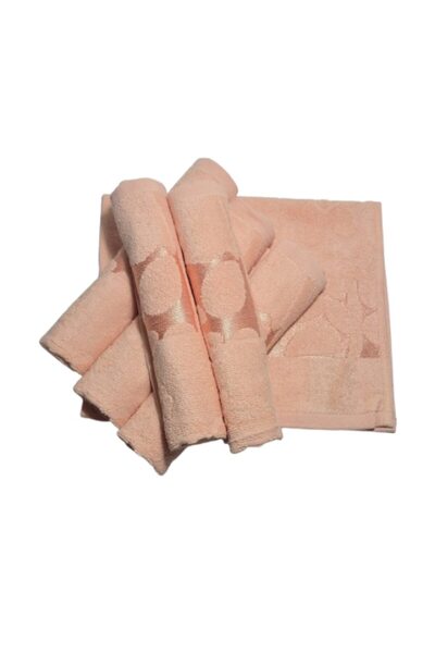 OEM Set prosoape de mână, Bumbac, Model floral 3D, 420g/m², Piersică, 30x50cm...