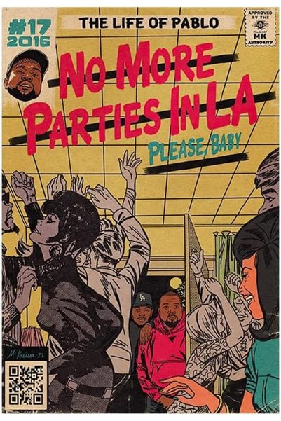 Generic ملصق موسيقي لألبومات كاني ويست وكندريك لامار 'No More Parties in LA' ...