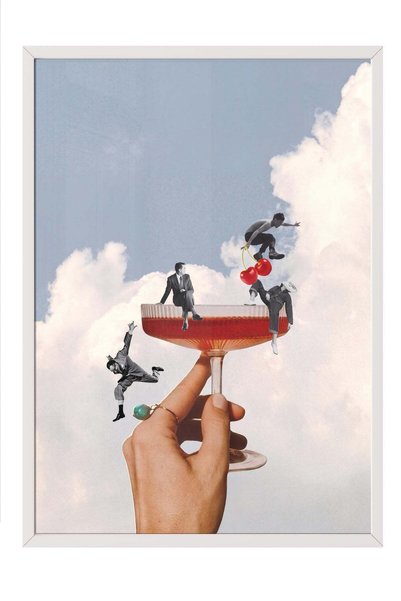 Postifull People Dancing on a Cup Poster - White Framed Art Print No:160581