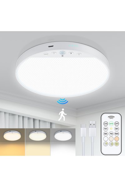 Choice 8W Round Ceiling Light WILLED 8W Rechargeable Motion Sensor Ceiling Li...
